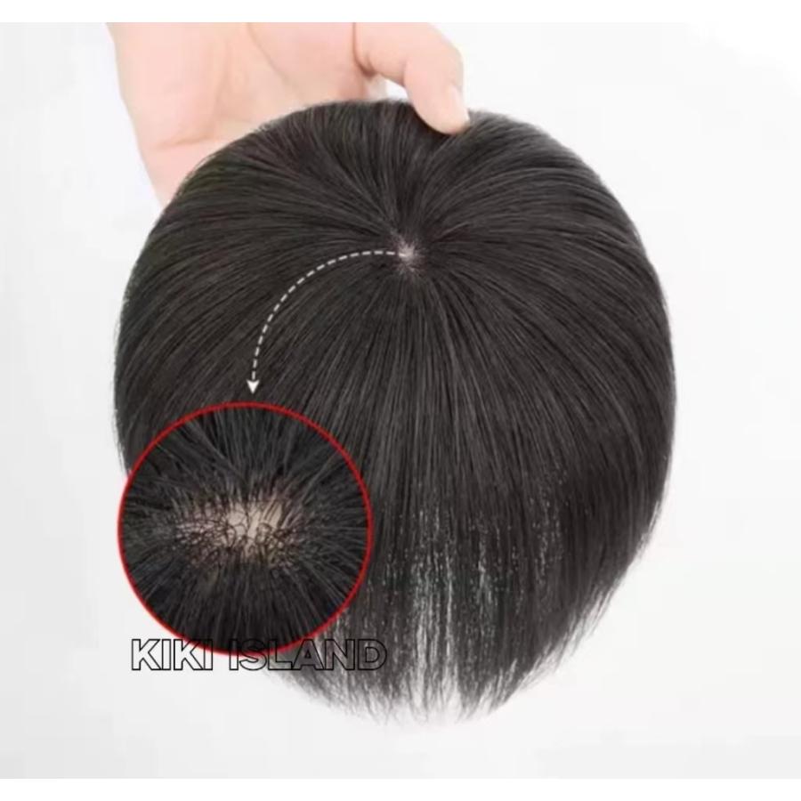 人毛100%部分ウィッグ頭頂部ヘアピース 白髪隠しトップピースナチュラルブラック 返品OK 部分ウィッグ 人毛100% ヘアピース 女性 頭頂部 かつら 頭頂部