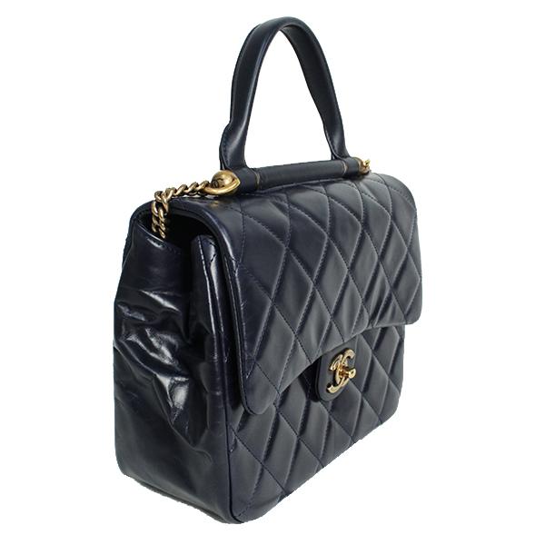 CHANEL ネイビー レザー 2wayショルダーバッグ