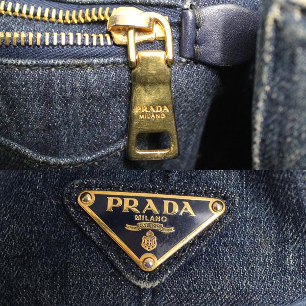 PRADA プラダ バッグ スモールカナパトート デニム ブルー ゴールド金具 B1872B｜tokioka｜09