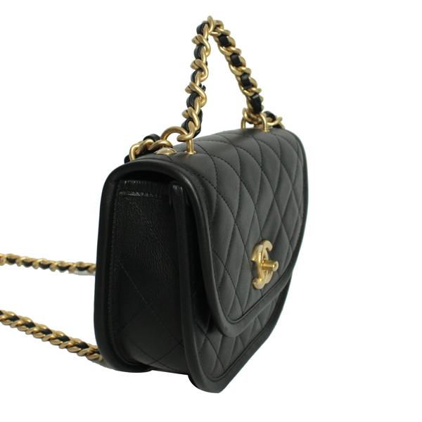 CHANEL シャネル バッグ メッセンジャーバッグ カーフレザー ブラック シルバー金具 AS4850【未使用】【D3780】の画像