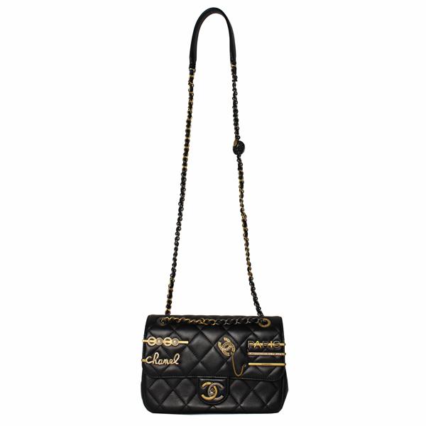 CHANEL シャネル ショルダーバッグ マトラッセシングルフラップチェーンショルダー ラムスキン マトラッセ ブラック ゴールド/シルバー金具 AS2979の画像