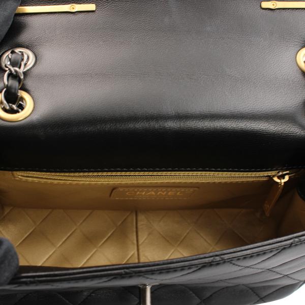 CHANEL シャネル ショルダーバッグ マトラッセシングルフラップチェーンショルダー ラムスキン マトラッセ ブラック ゴールド/シルバー金具 AS2979の画像