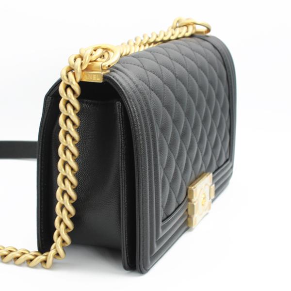 CHANEL シャネル バッグ ボーイシャネルハンドバッグ キャビアスキン ブラック ゴールド金具 A67086【D6768】の画像