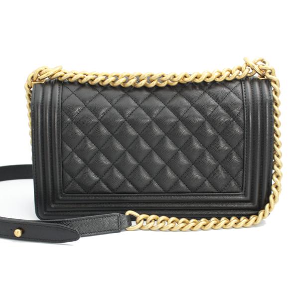 CHANEL シャネル バッグ ボーイシャネルハンドバッグ キャビアスキン ブラック ゴールド金具 A67086【D6768】の画像