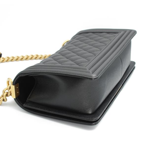 CHANEL シャネル バッグ ボーイシャネルハンドバッグ キャビアスキン ブラック ゴールド金具 A67086【D6768】の画像