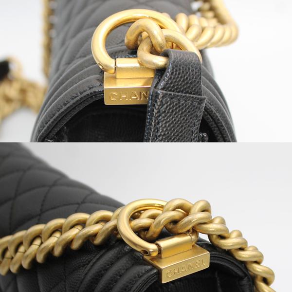 CHANEL シャネル バッグ ボーイシャネルハンドバッグ キャビアスキン ブラック ゴールド金具 A67086【D6768】の画像
