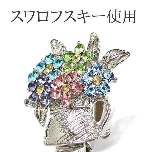 キークリップ バッグチャーム キラキラ フラワーバスケット 花 花籠 2