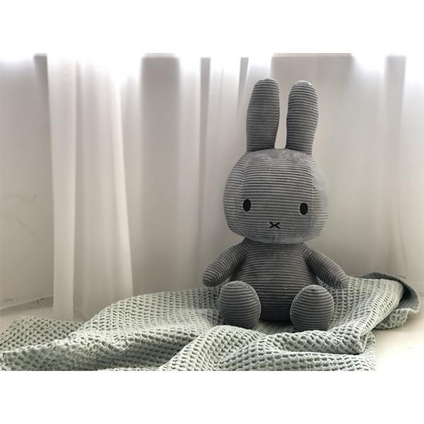 ミッフィーコーデュロイ ぬいぐるみ 50cm (240-11) 大き目 可愛い おしゃれ ライトピンク ダークグレー ホワイト Miffy Corduroy BONTON TOYSの画像