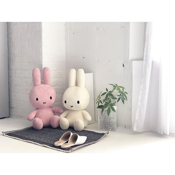 ミッフィーコーデュロイ ぬいぐるみ 50cm (240-11) 大き目 可愛い おしゃれ ライトピンク ダークグレー ホワイト Miffy Corduroy BONTON TOYSの画像
