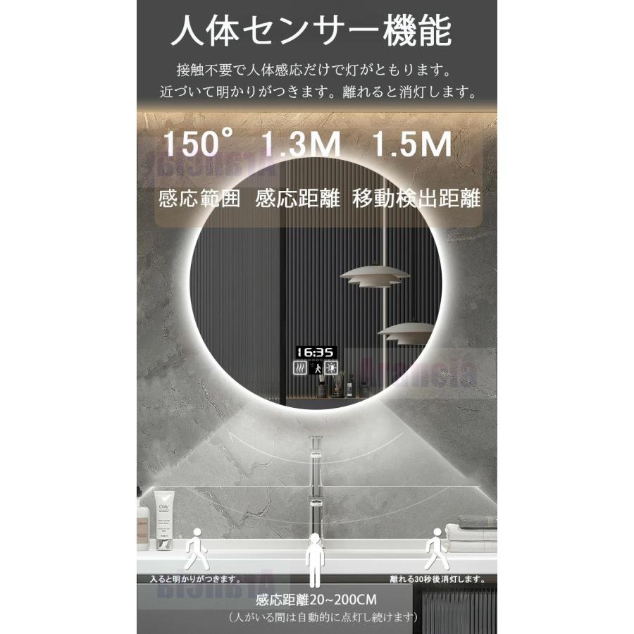 1年保証】 女優ミラー 壁掛け 鏡 丸 おしゃれ 洗面鏡 ミラー LED 女優