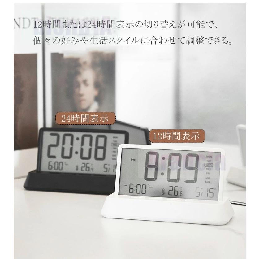 デジタル時計 目覚まし時計 置時計 多機能時計 透明LCD 電池式 温度