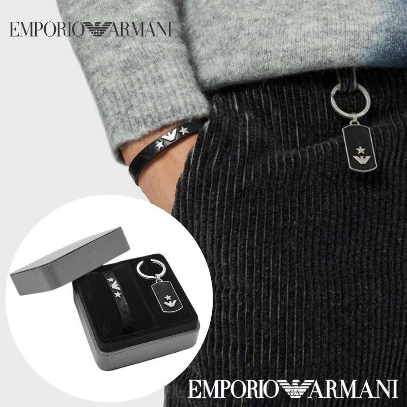 Emporio Armani エンポリオアルマーニ Egs ブレスレット 黒 レザー ブランド アクセサリー メンズ キーホルダー 2点セット Egs 時善 通販 Yahoo ショッピング