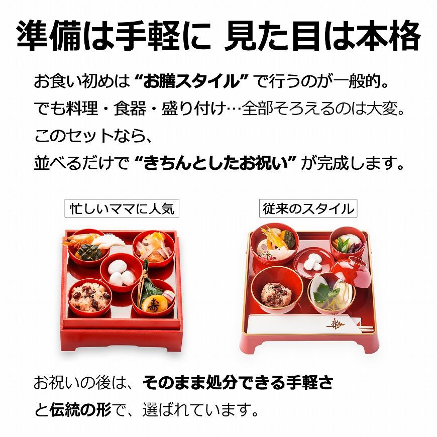 あっぷるぱい　お食い初めセット お食い初め料理セット 女の子用【黒色】│鯛サイズ変更可 蛤 歯固め石