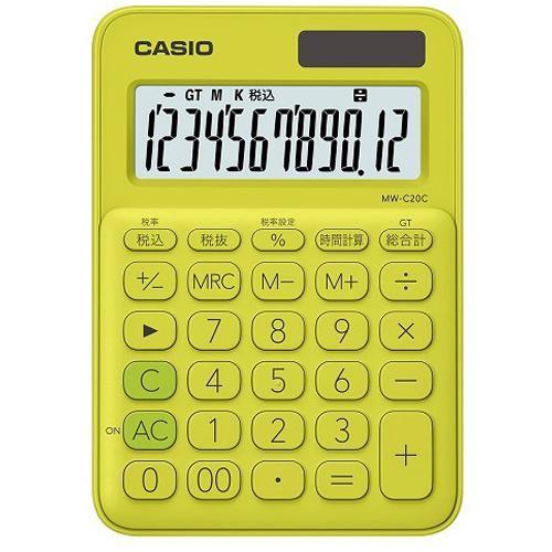 CASIO(カシオ) MW-C20C-YG(ライムグリーン) カラフル電卓 12桁｜tokka