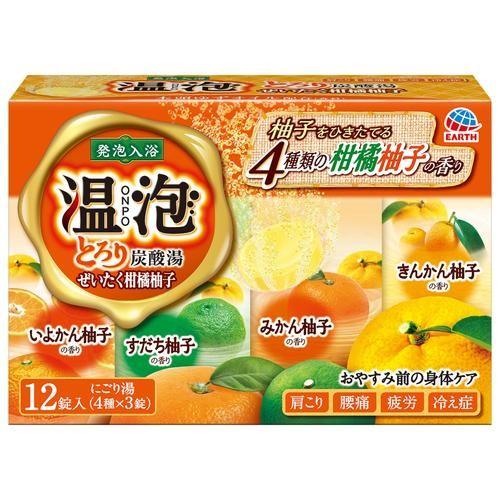 アース製薬 温泡 ONPO とろり炭酸湯 ぜいたく柑橘柚子 12錠(医薬部外品)｜tokka