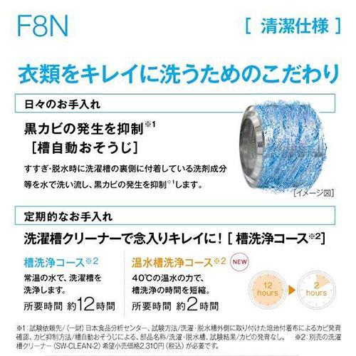 【標準設置料金込】【長期保証付】洗濯機 アクア AQW-F8N-W 8kg ドラム式 ホワイト 左開き 洗濯8kg_4