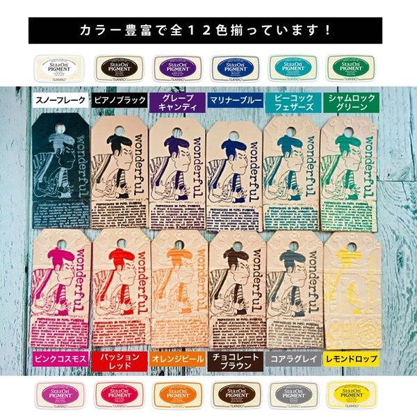 12色セット スタンプパッド ステイズオン インクパッド Stazon PIGMENT ツキネコ 日本製 スタンプ台 インクパッド ピグメントインク ステンシルの画像