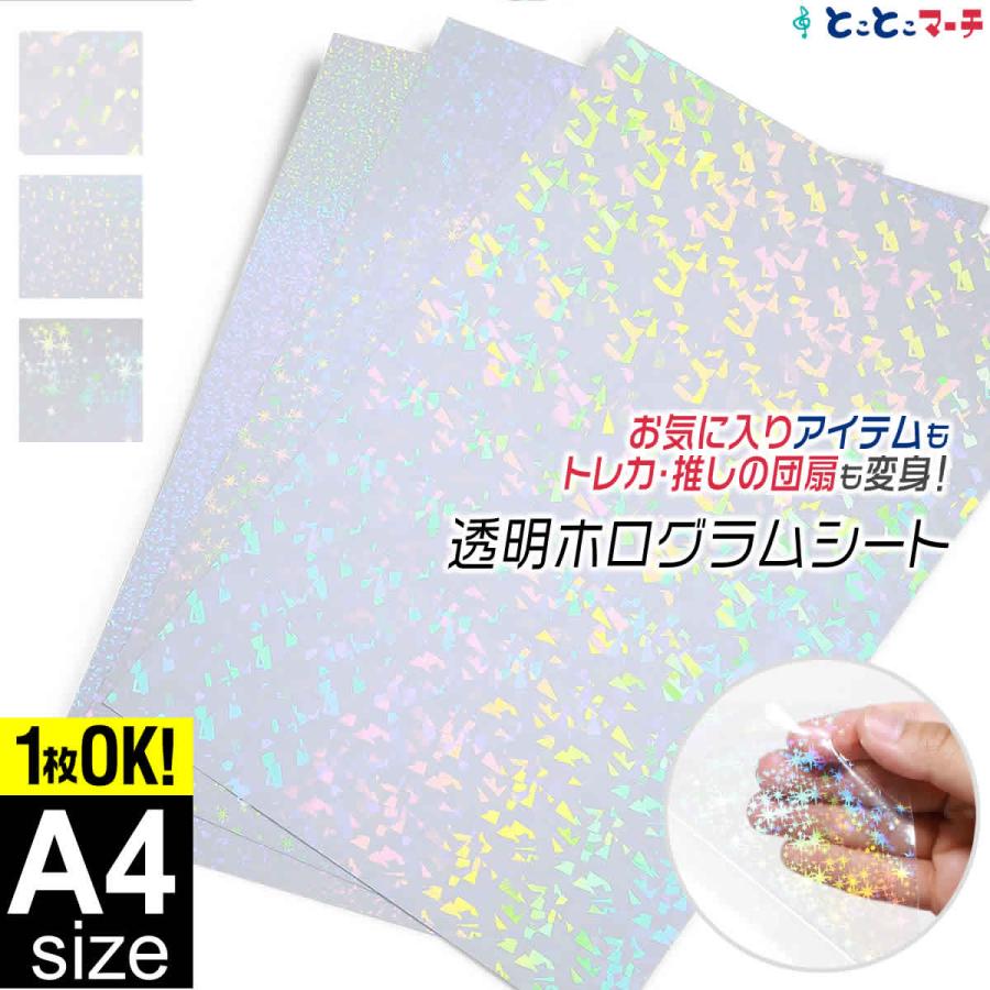 1枚からOK 変形A4サイズ 約20cm×約30cm 透明ホログラムシート