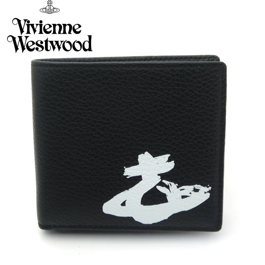 新品 Vivienne Westwood 黒 銀のロゴ 二つ折り財布 メンズ Vivienne Westwood（ヴィヴィアンウエストウッド） 財布 二つ折り 小銭