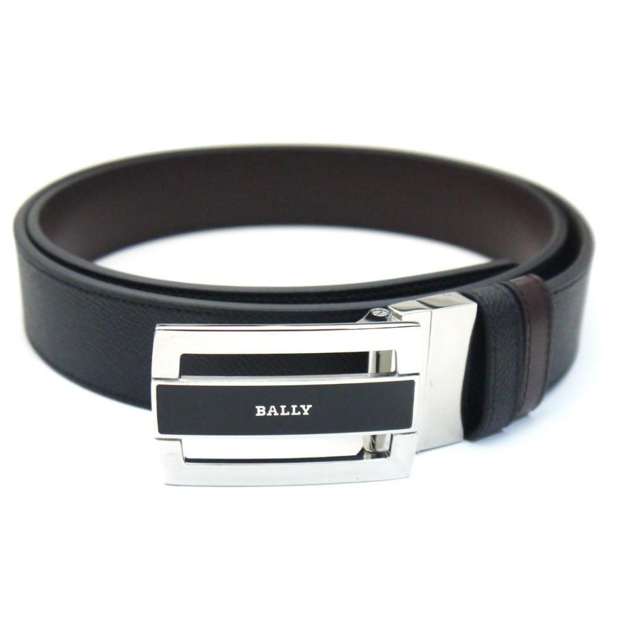 ■新品同様■ BALLY バリー レザー シルバー金具 リバーシブル ベルト ブラック系×ブラウン系 FV7860 Bally（バリー） ベルト リバーシブル メンズ 6181991 : インポート