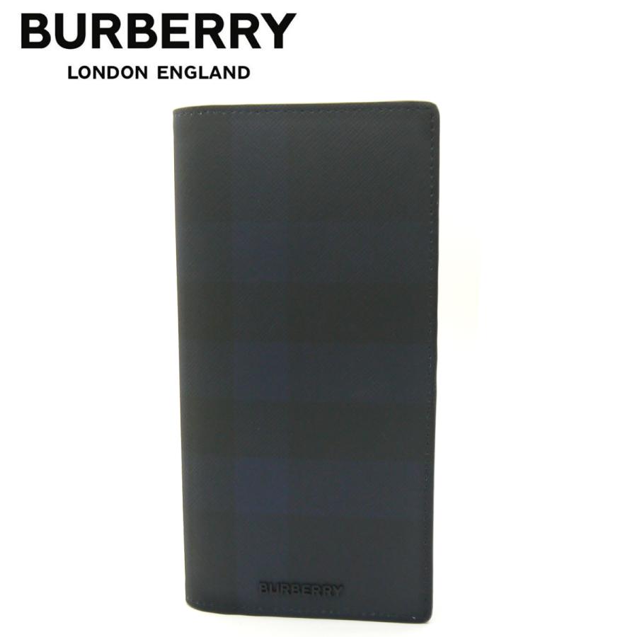 BURBERRY 長財布 ネイビー ロゴ入り