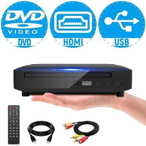 ミニDVDプレーヤー 1080Pサポート DVD/CD再生専用モデル HDMI端子搭載 CPRM対応、USB、AV / HDMIケーブル付き