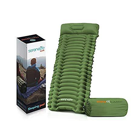 【人気商品】 SereneLife Backpacking Size One Green, Pad, Sleeping Mattress Air 封筒型寝袋