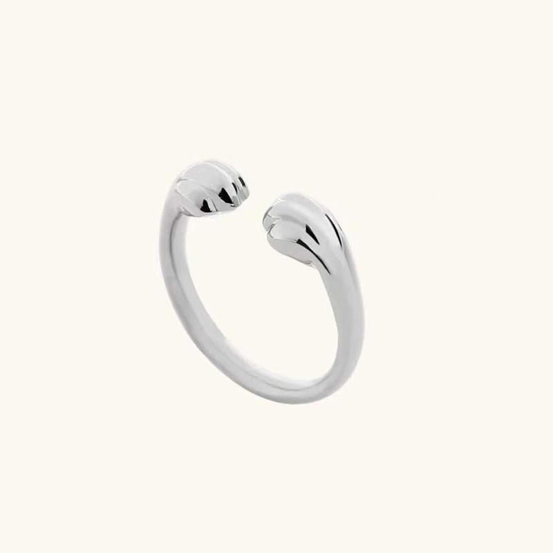 リング レディース 猫 犬 肉球 デザイン 指輪 重ね付け 新作 韓国 リング シンプル シルバー 銀 フリーサイズ 調整可能 かわいい ホワイトデー  お返し