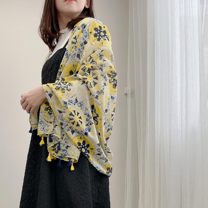 ストール 大判 春用マフラー 薄手 春 夏 スカーフ タッセル 花柄
