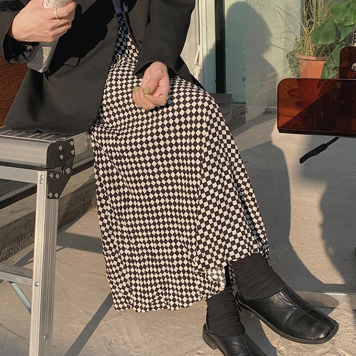スカート ロング 春 チェック柄 フレア ファッション ブロックチェック