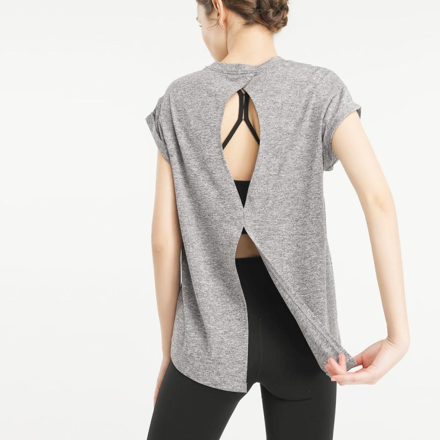 スポーツウェア 半袖 tシャツ フィットネス ヨガ トレーニング 長め