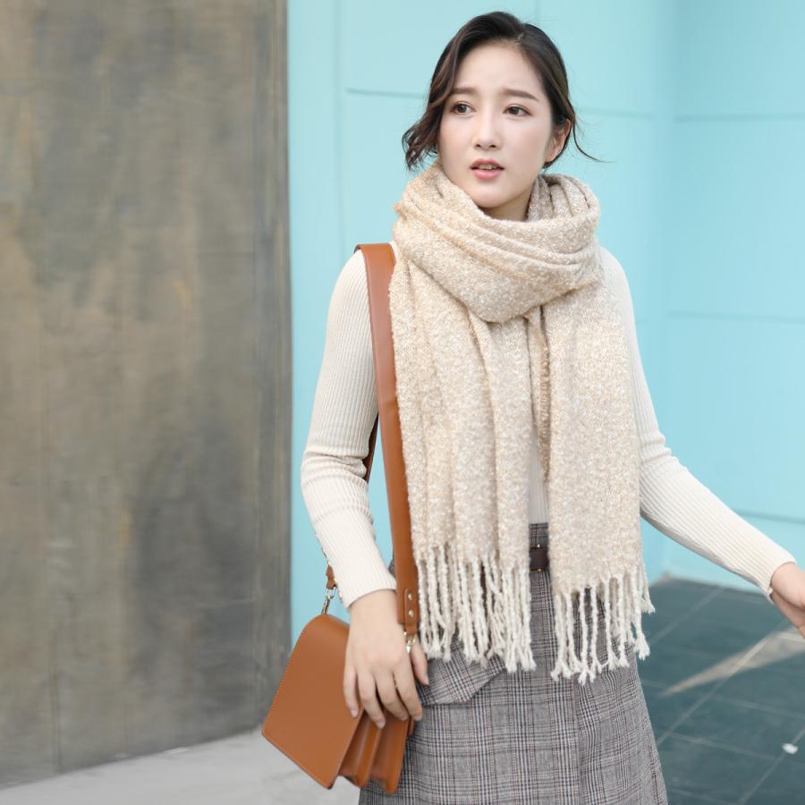 ストール 大判 厚手 冬 羽織る 防寒 ネップ織りショール モコモコ 無地