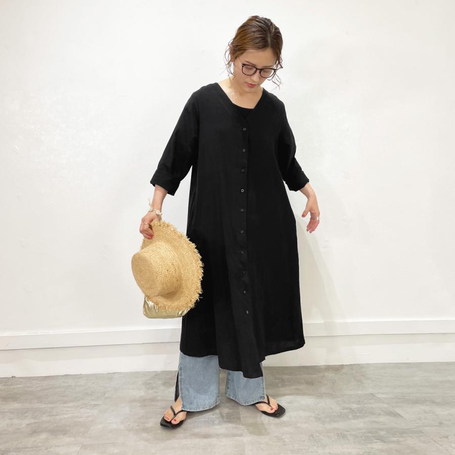 ワンピース シャツワンピース ロング丈 長袖 七分袖 2way カシュクール