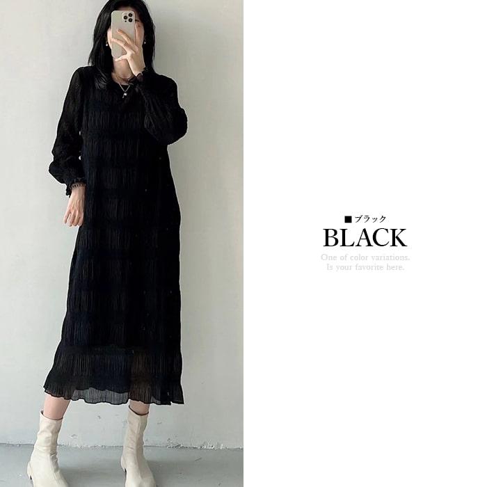ワンピース レディース 夏 シャーリング ロングワンピース 長袖