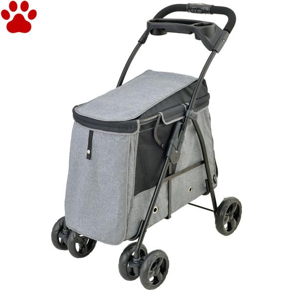 新品　ペットカート　中型犬　4輪　犬用品　カート　ペット用品　グレー わんわんカート GEX わんわんカート 中型犬用 ライトグレー 4輪 深型