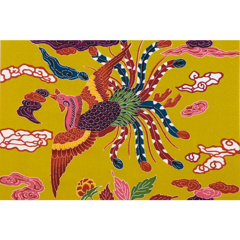琉球伝統工芸 大判芭蕉布　紅型『恵寿花鳥図』 紅型 鳳凰 沖縄の伝統工芸琉球紅型の鳳凰デザイン イラスト素材 7027624 -