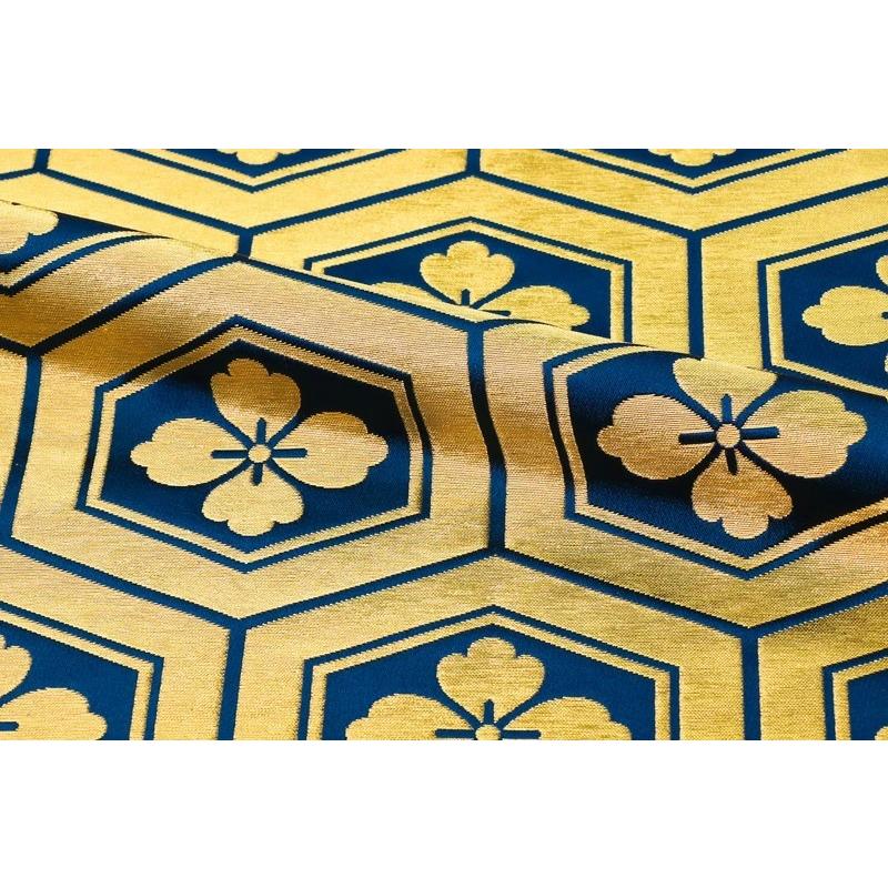 金襴生地 京都西陣織 大亀甲花菱 青 10cm単位 切り売り 金襴布 金襴 布 和柄 生地 はぎれ 通販 和柄生地 きんらん 金らん 和風 布地 Kinran Jidai081 都香庵 通販 Yahoo ショッピング