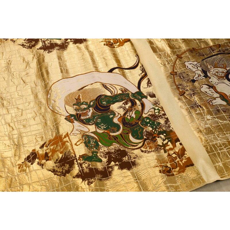 和柄 生地 金襴生地 京都 西陣織 風神雷神・大 生地巾38cm×長さ75cm