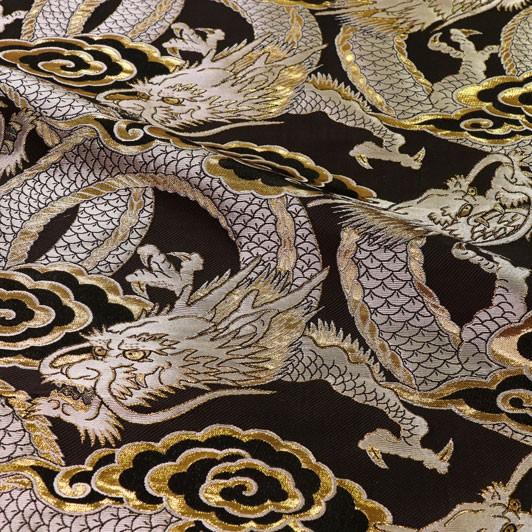 金襴 生地 雲龍・大 黒 10cm単位 切り売り 金襴布 和柄 はぎれ 金襴 生地 雲龍・大 黒 10cm単位 切り売り 金襴布 和柄 はぎれ