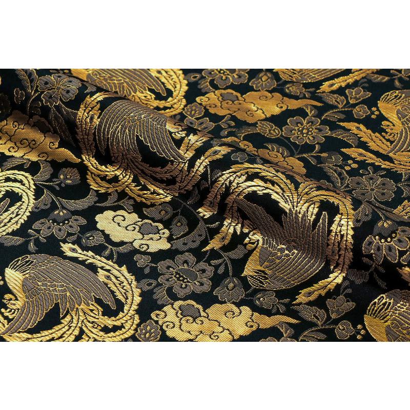 金襴生地 京都西陣織 瑞雲鳳凰 黒 10cm単位 切り売り よさこい 金襴生地 京都西陣織 瑞雲鳳凰 黒 10cm単位 切り売り よさこい