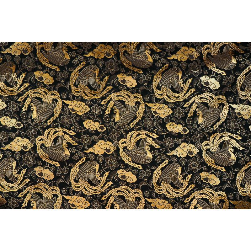 金襴生地 京都西陣織 瑞雲鳳凰 黒 10cm単位 切り売り よさこい 金襴生地 京都西陣織 瑞雲鳳凰 黒 10cm単位 切り売り よさこい