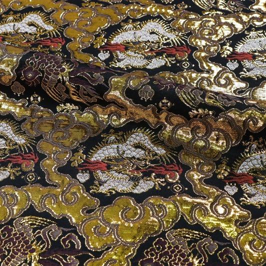 金襴生地 京都西陣織 雲間龍鳳凰 黒 10cm単位 切り売り よさこい 金襴生地 京都西陣織 雲間龍鳳凰 黒 10cm単位 切り売り よさこい