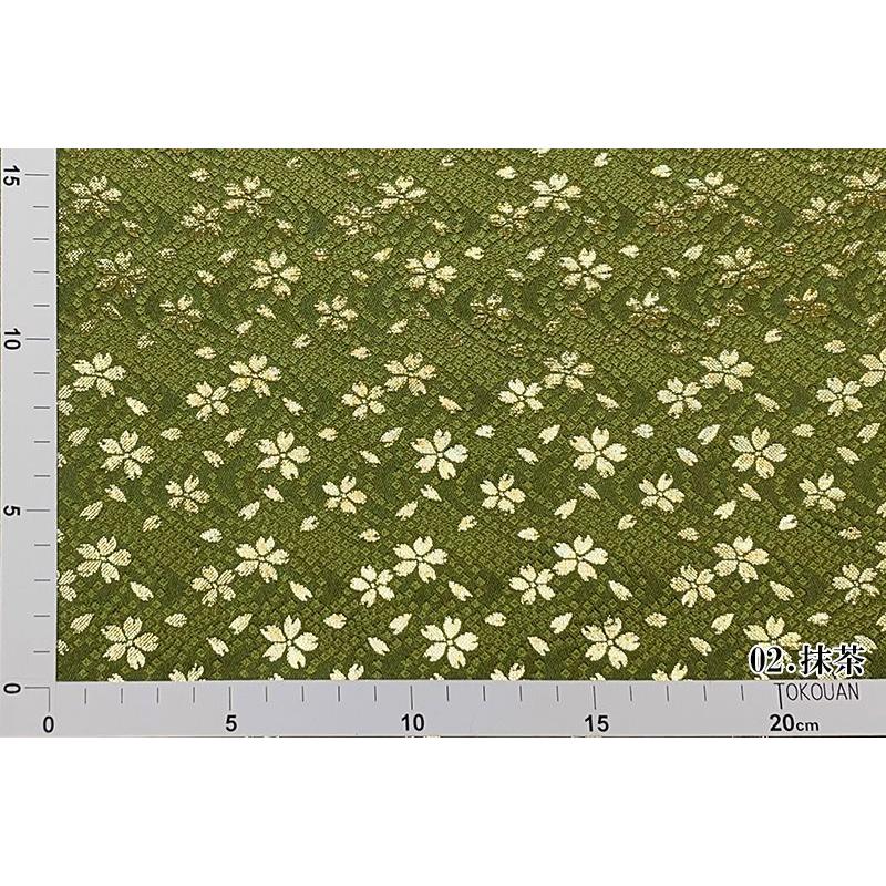 和柄生地 金襴生地 京都西陣織 鹿の子流水に小桜 (全7色) 10cm 和柄生地 金襴生地 京都西陣織 鹿の子流水に小桜 (全7色) 10cm