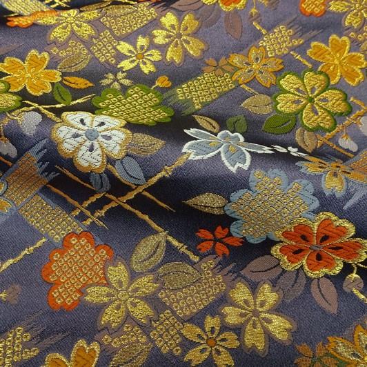 金襴生地 京都西陣織 竹垣に桜 藤紫 櫻 10cm単位 切り売り ひな祭り 金襴布 金襴 和柄 生地 はぎれ 布 通販 和柄生地 よさこい Kinran Shokubu364 都香庵 通販 Yahoo ショッピング