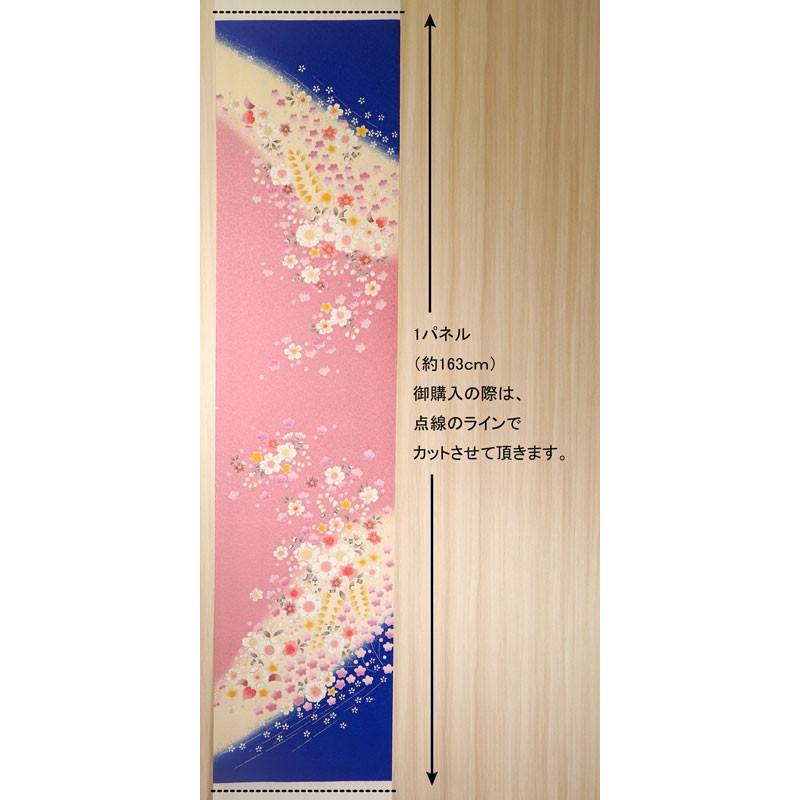 和柄 生地 京 金彩友禅 八重桜に牡丹菊花 (檜皮色) 生地巾37cm×長さ