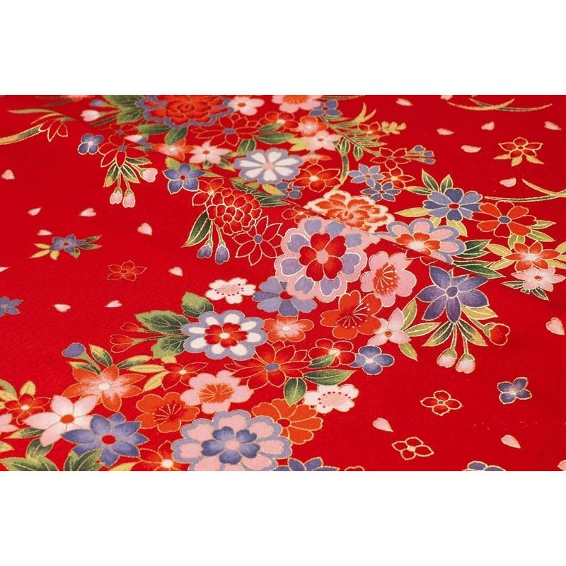 京 金彩友禅 華みやび 赤 10cm単位 切り売り 着物生地布 和柄 生地  