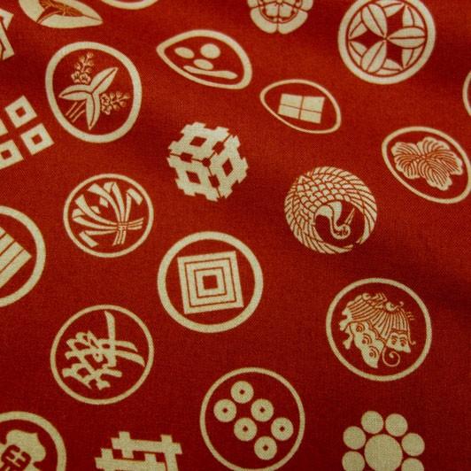 綿 和柄 丸紋 赤 1m単位 切り売り 和柄 布地 はぎれ 生地 和風生地 もめん コットン M Komon291 都香庵 通販 Yahoo ショッピング