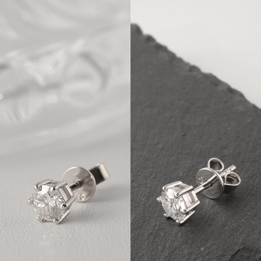 モアサナイト ラウンドカット ピアス(片耳用) 一粒 ピアス メンズ モアサナイト 0.5ct シルバー925 スタッド