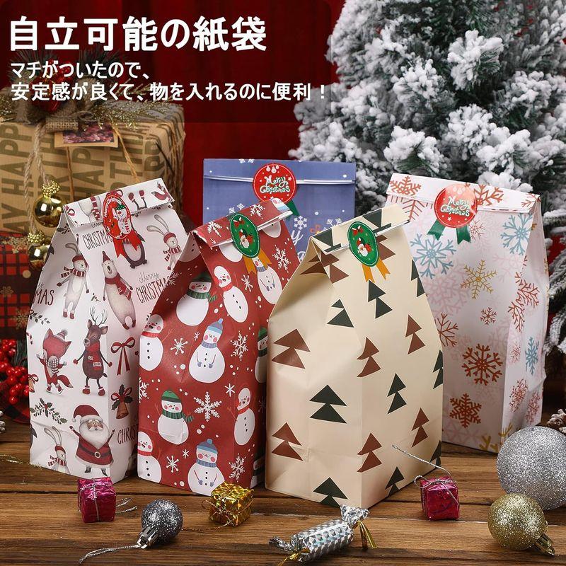 JANLOFO クリスマス 袋 32枚セット ラッピング 袋 お菓子袋 ギフトシール付き ギフトバッグ プレゼント用 (クリスマス柄)｜toku00301｜02
