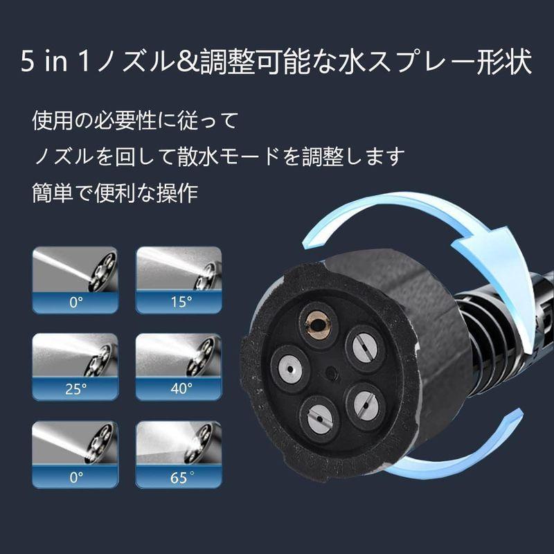 高圧洗浄ショートガン 1/4インチクイックコネクタ 0〜65 M22 14mmクイックコネクトアダプター 5in1複数角度ノズル 車とオート｜toku00301｜02